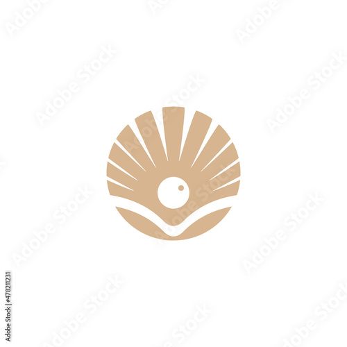 Beauty Luxury Elegant Pearl Seashell Elegant Oyster Scallop Shell Cockle Mussel Clam logo design
