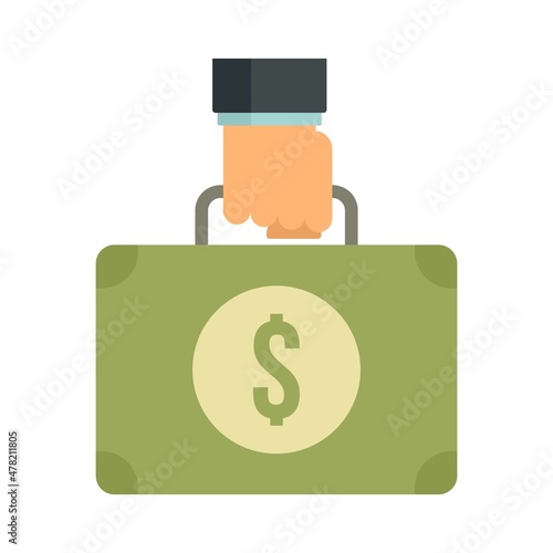 Business bribery money case icon flat isolated vector