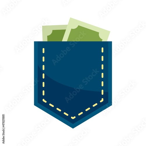 Pocket bribery money icon flat isolated vector