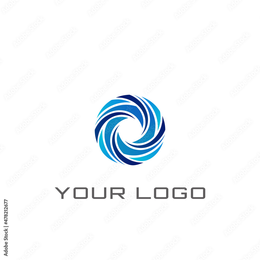 Circle shape abstract swooshes logo design