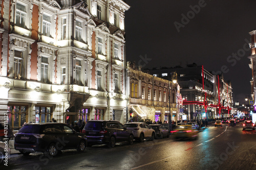 New Year's lighting on Petrovka street. Moscow, Russia