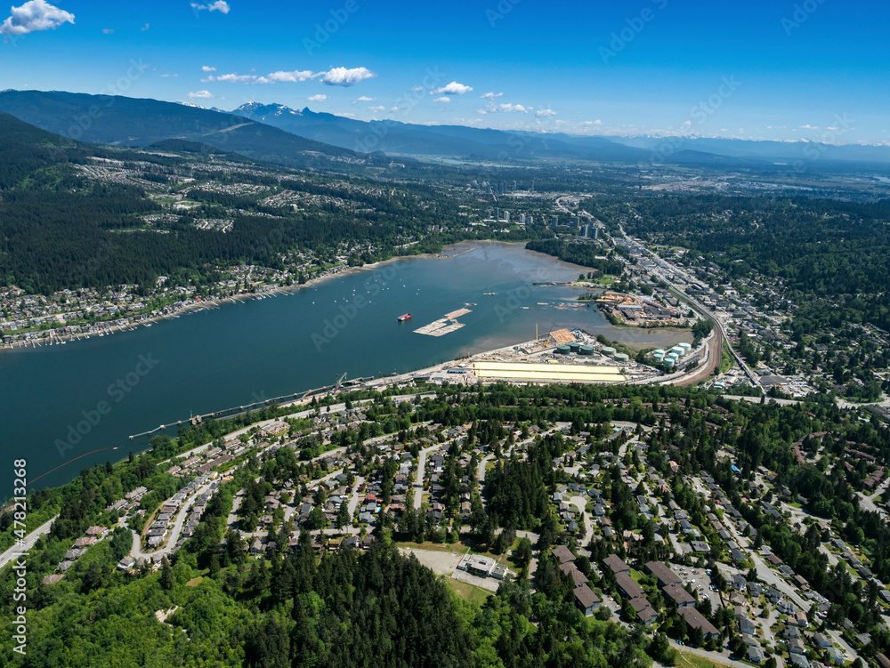 Stock Aerial Photo of Port Moody and Burrard Inlet, Canada
