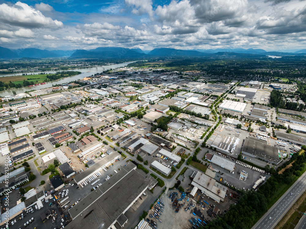 Stock Aerial Photo of Industrial Zone Walnut Grove Surrey Langley BC  , Canada