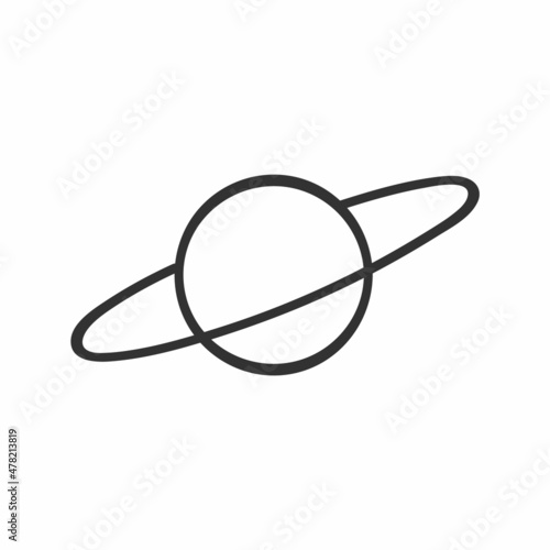 planet icon with an orbital ring, vector logo sign planet with orbit around the equator