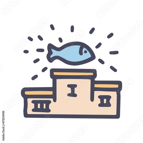 fishing competition color vector doodle simple icon