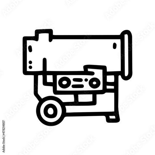 diesel heat gun line vector doodle simple icon