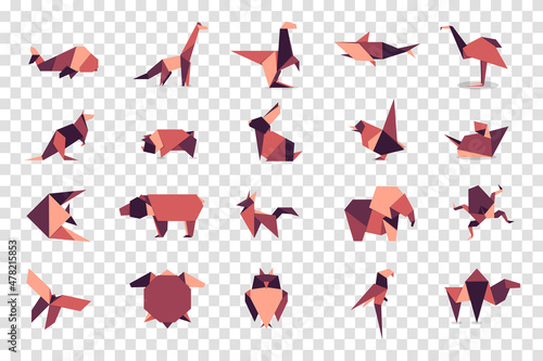 Set animals origami. Animal origami vector. Abstract animals logo design. Animal origami. Vector illustration