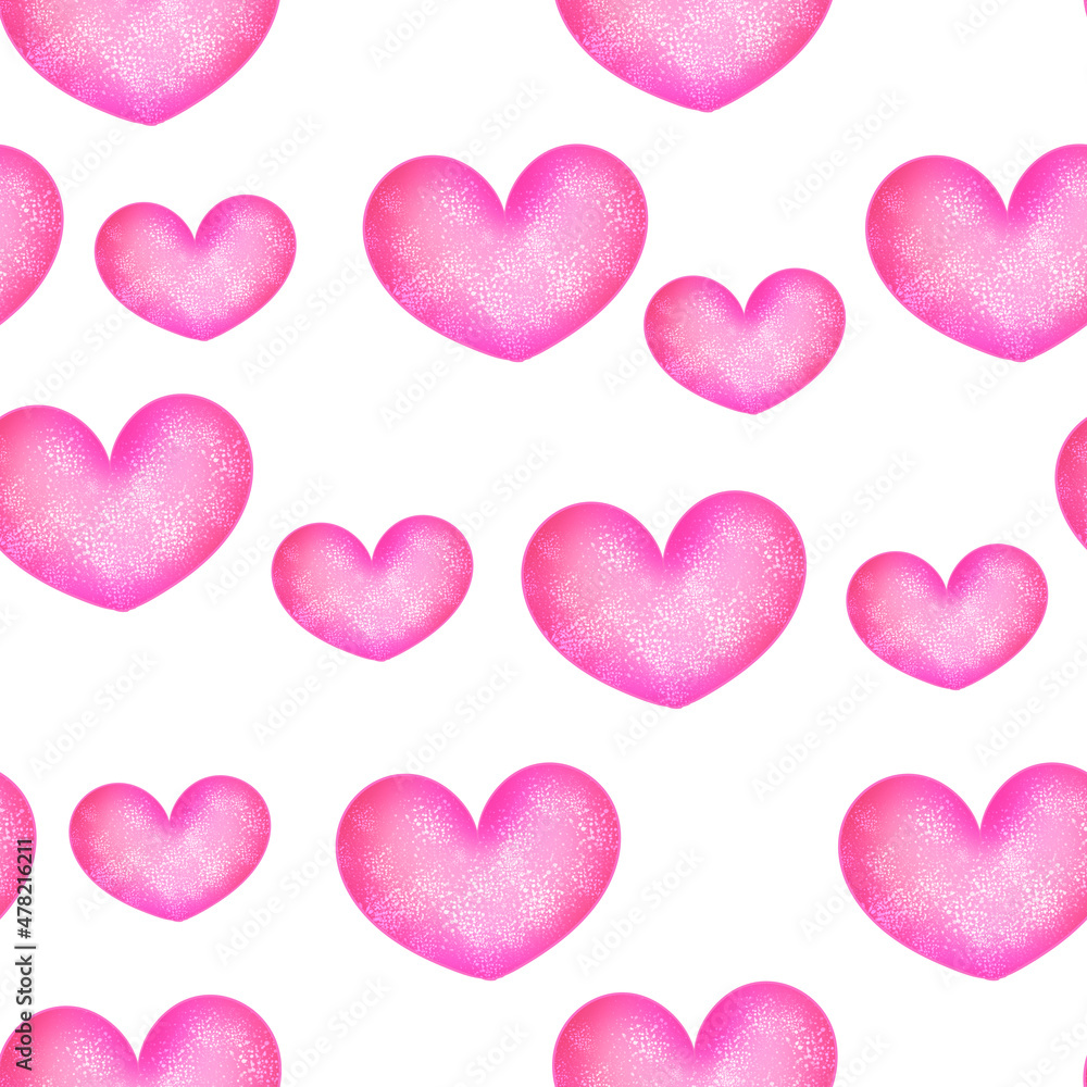 Pattern heart symbol of pink color with sparkles