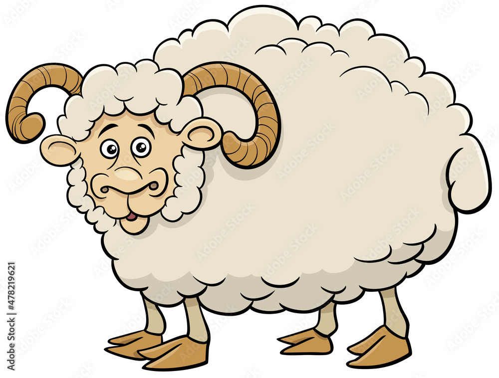 Obraz premium funny ram farm animal cartoon character