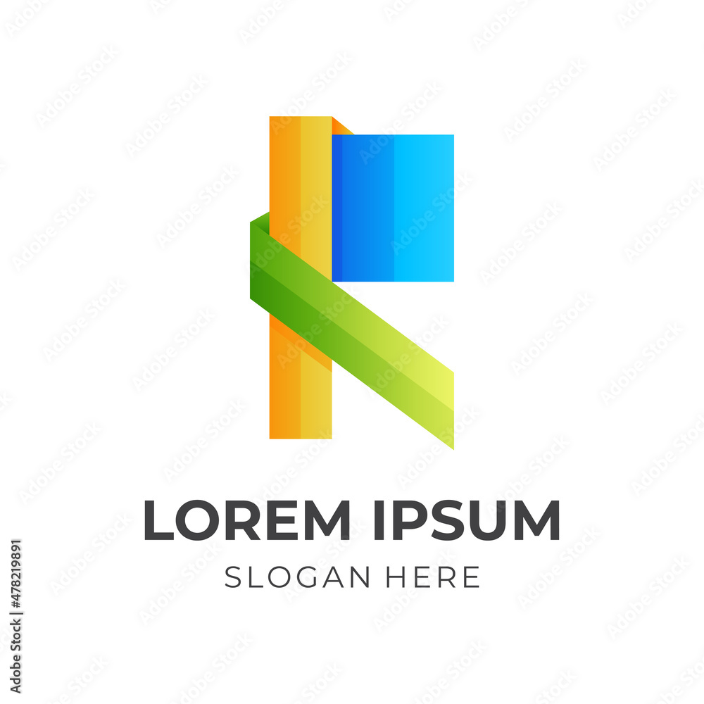 letter R logo design with 3d colorful style letter R logo design with 3d colorful style