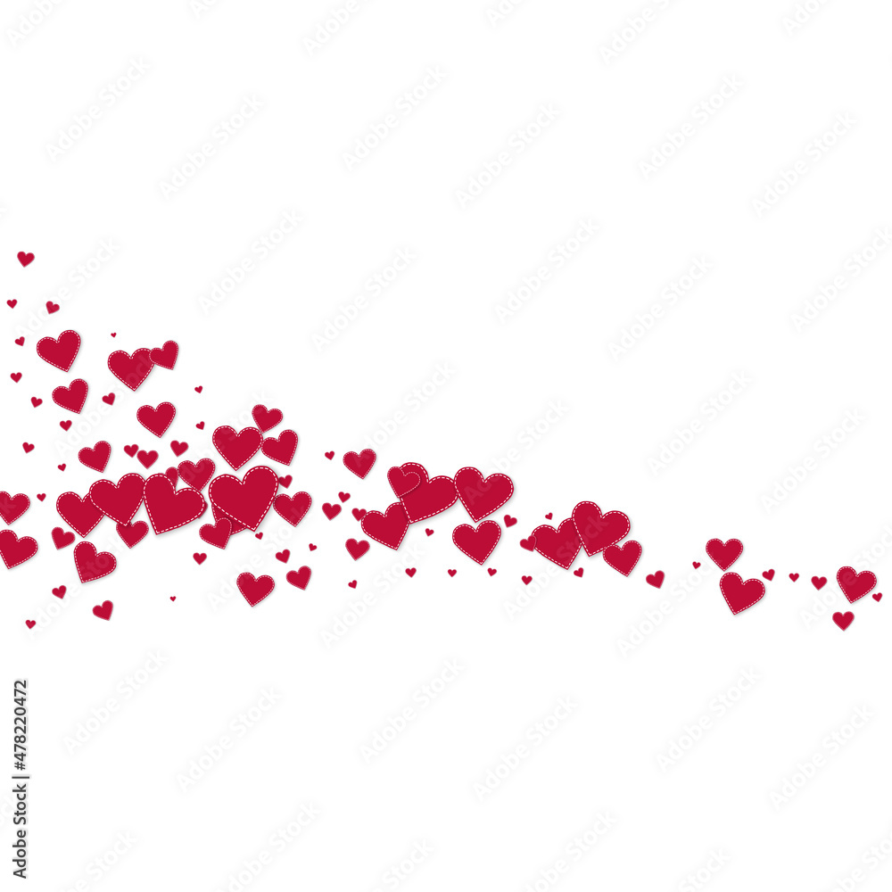 Red heart love confettis. Valentine's day comet dr