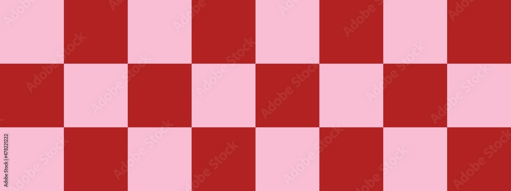 Checkerboard banner. Firebrick and Pink colors of checkerboard. Big squares, big cells. Chessboard, checkerboard texture. Squares pattern. Background. Checkerboard banner. Firebrick and Pink colors of checkerboard. Big squares, big cells. Chessboard, checkerboard texture. Squares pattern. Background.