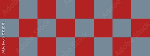 Checkerboard banner. Light Slate Grey and Firebrick colors of checkerboard. Big squares, big cells. Chessboard, checkerboard texture. Squares pattern. Background.