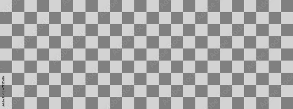 Checkerboard banner. Grey and Light grey colors of checkerboard. Small squares, small cells. Chessboard, checkerboard texture. Squares pattern. Background. Checkerboard banner. Grey and Light grey colors of checkerboard. Small squares, small cells. Chessboard, checkerboard texture. Squares pattern. Background.