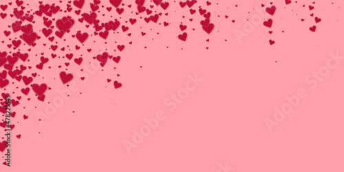 Red heart love confettis. Valentine s day falling