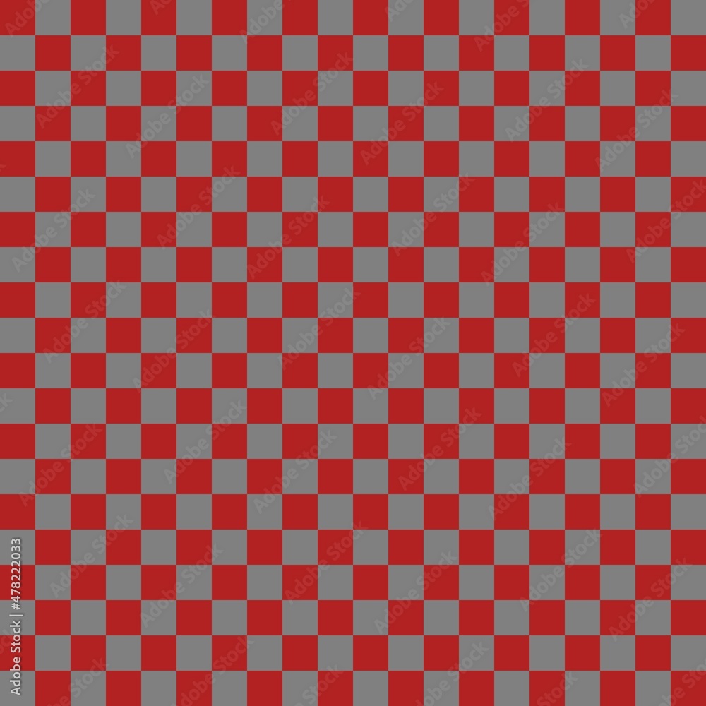 Fototapeta premium Two color checkerboard. Grey and Fire brick colors of checkerboard. Chessboard, checkerboard texture. Squares pattern. Background.