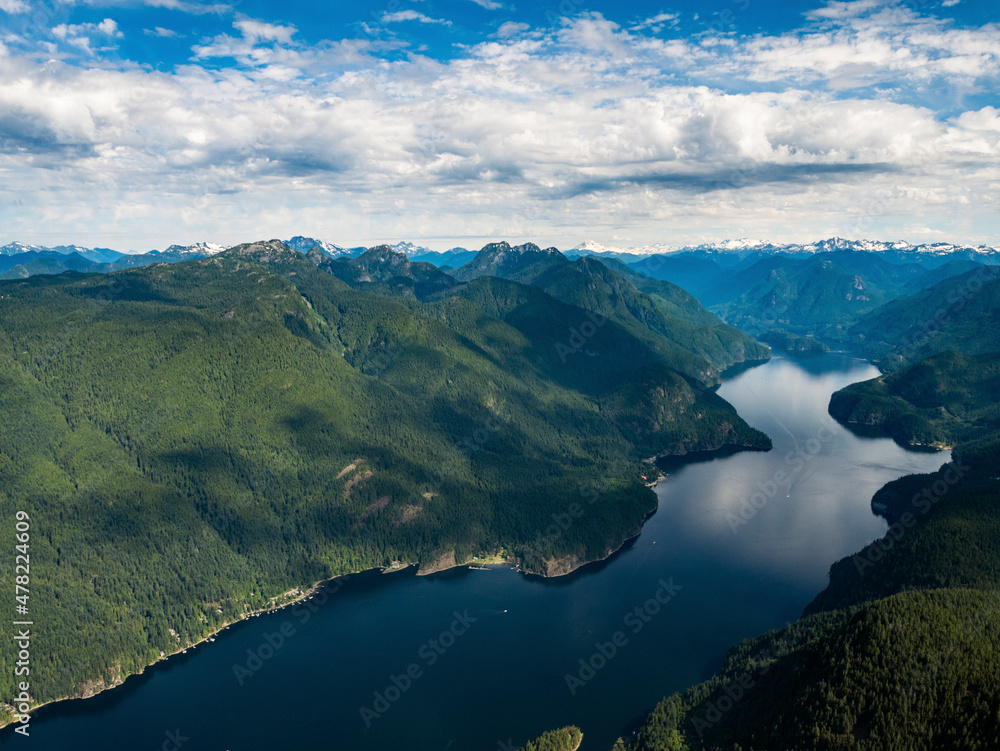Obraz premium Stock Aerial Photo of Indian Arm and Seymour Park North Vancouver BC , Canada
