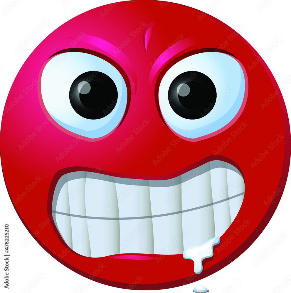 Red mad emoji with saliva in mouth vector Stock Vector Adobe Stock
