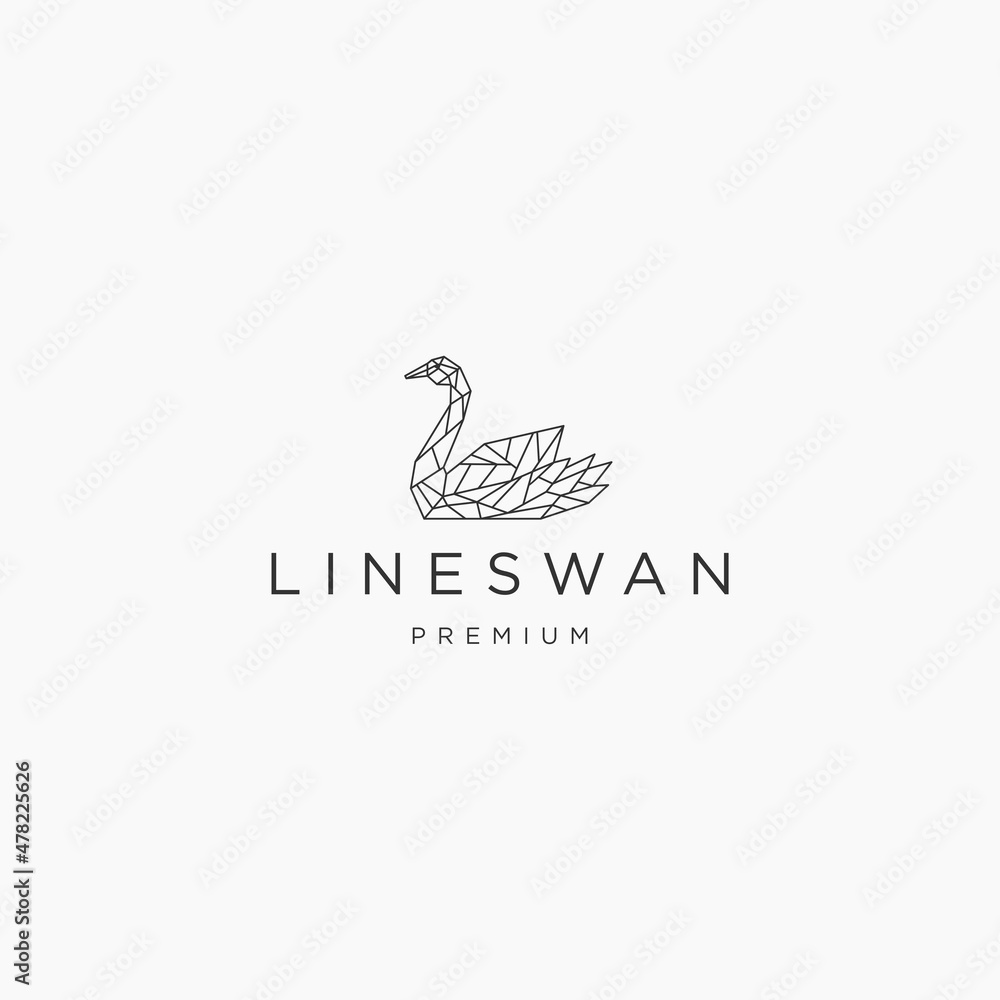 Fototapeta premium Swan geometric line art logo icon design template