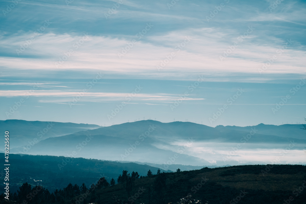 mountains in the morning