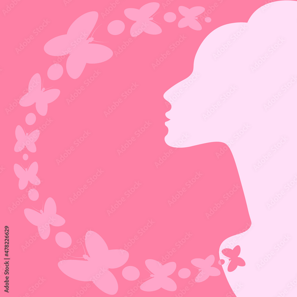 elegant female profile and butterflies. Design element. charm elegant female profile and butterflies. Design element. charm