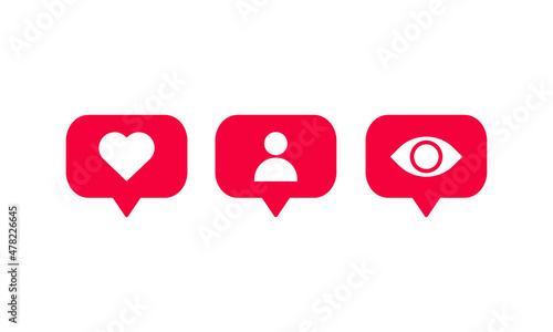 social media icons. like, follow, and view illustrations. an icon illustration to create a design in social media theme. creative decoration element.
