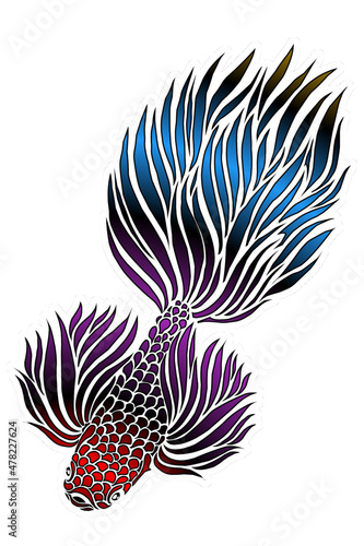 Beautiful gradient colourful betta fish design  illustration for wallpaper background ads clothing logo or presentation template