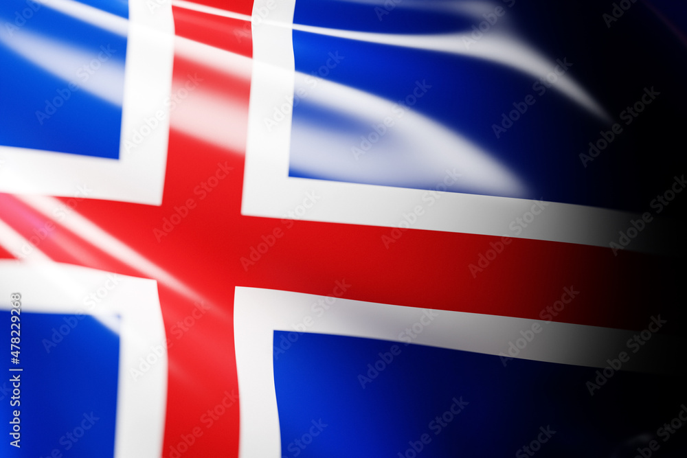 Obraz premium 3D illustration of the national waving flag of Iceland. Country symbol.