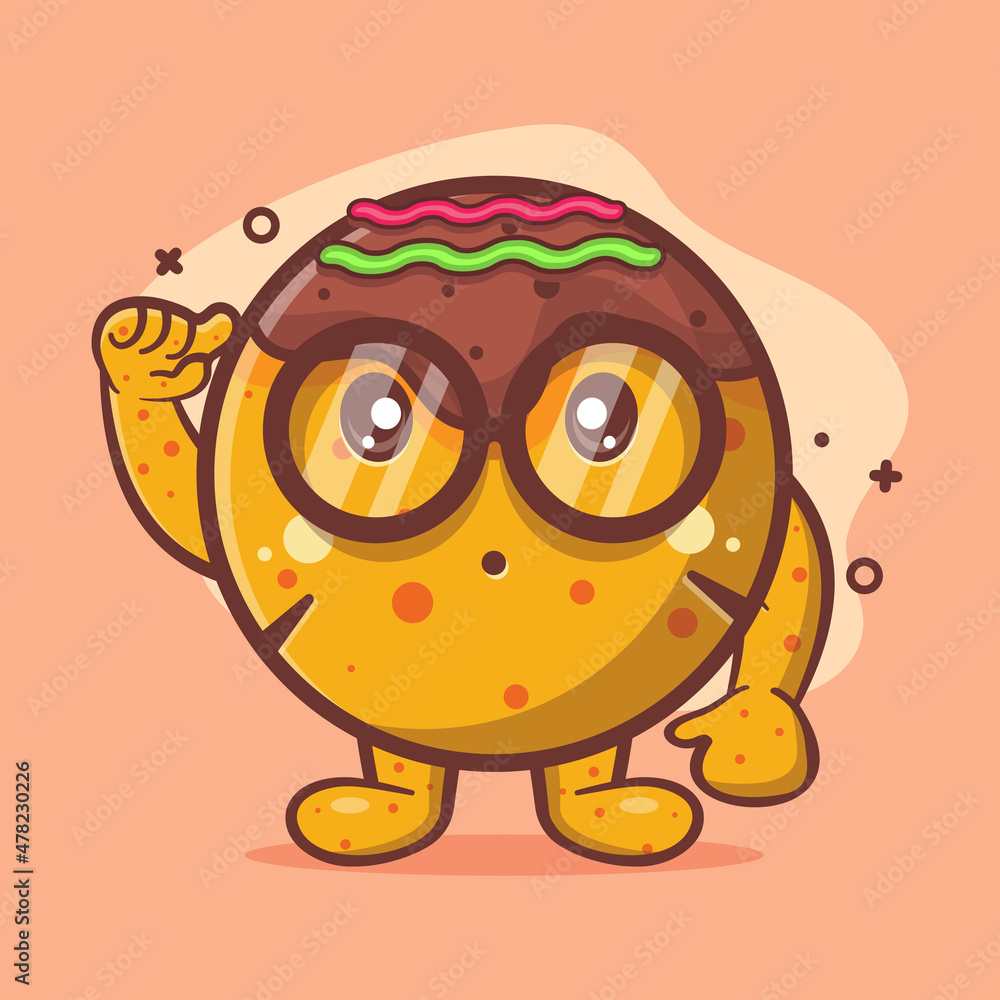 Fototapeta premium genius takoyaki food character isolated cartoon in flat style design