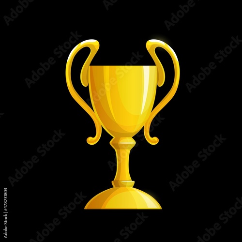 Winner golden cup game interface icon. Sport competition, game championship or racing grand prix prize or trophy, cartoon vector golden goblet, success reward, victory and leadership symbol