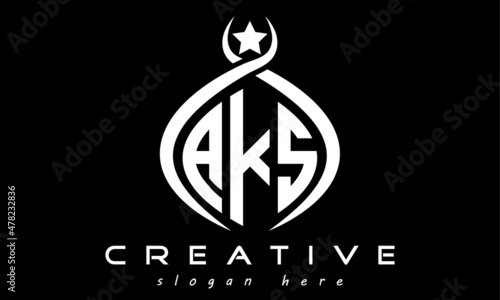 AKS three letters monogram curved oval initial logo design, geometric minimalist modern business shape creative logo, vector template photo