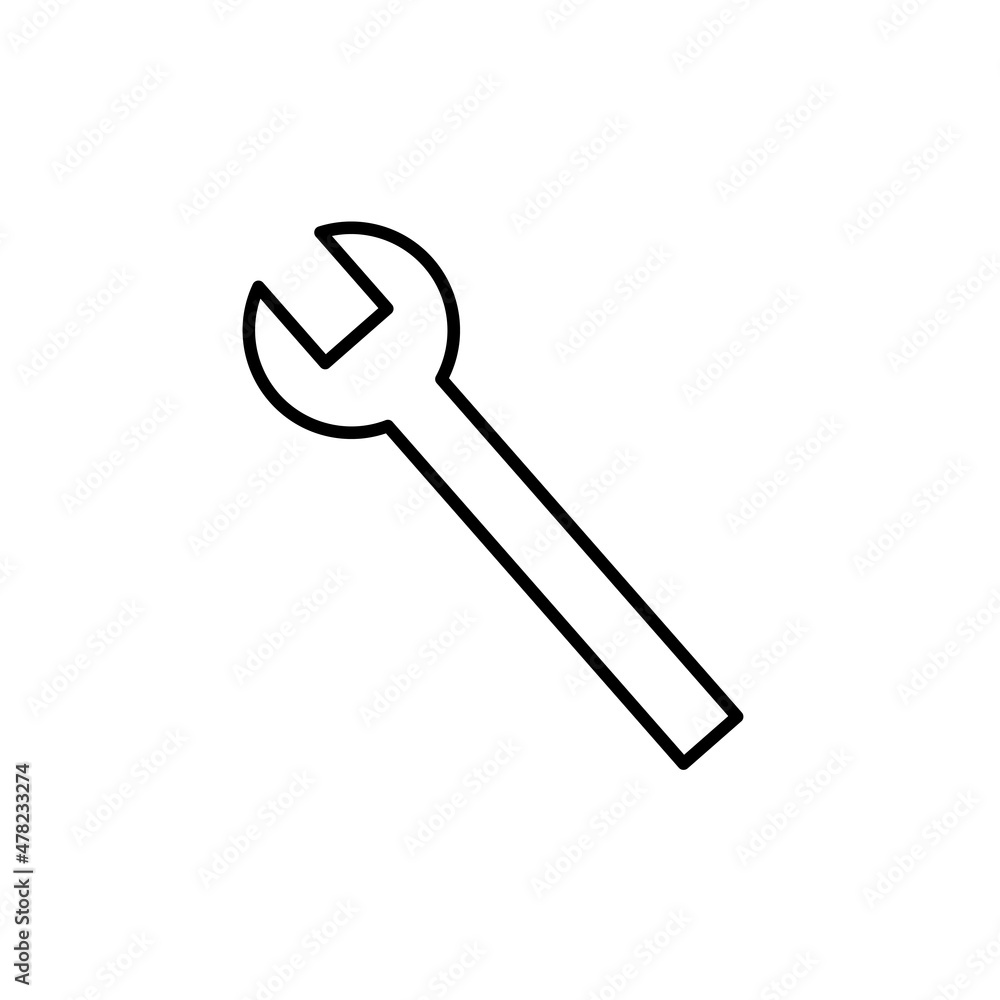 Wrench icon. Repair service symbol. Outline element. Simple design. Modern art. Vector illustration. Stock image. Wrench icon. Repair service symbol. Outline element. Simple design. Modern art. Vector illustration. Stock image.