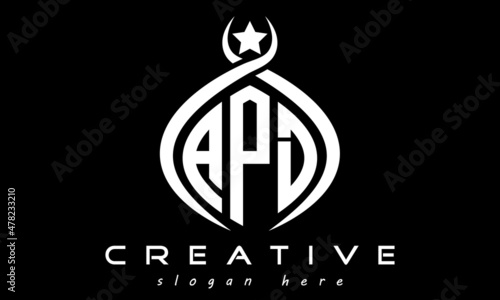 APD three letters monogram curved oval initial logo design, geometric minimalist modern business shape creative logo, vector template