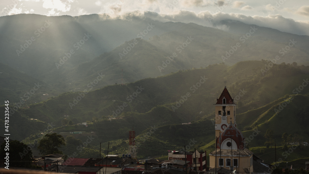 Landscape of a Colombian town