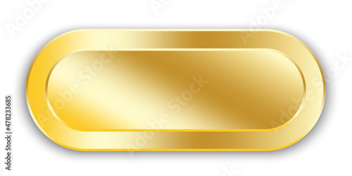 Vintage gold plate. Display podium. Gold color. Flat design. Vector illustration. 