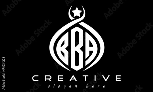 BBA three letters monogram curved oval initial logo design, geometric minimalist modern business shape creative logo, vector template