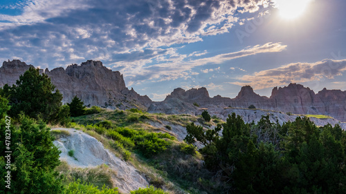 landscape in the morning in bad lands national park