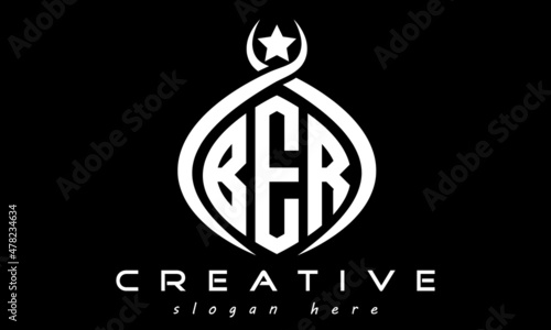 BER three letters monogram curved oval initial logo design, geometric minimalist modern business shape creative logo, vector template