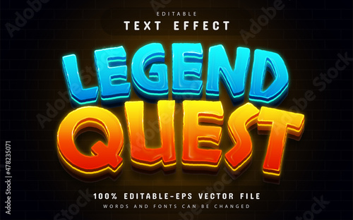 Legend quest 3d text effect with gradient