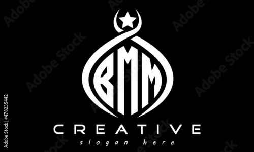 monogram curved oval initial BMM three letters logo design, geometric monogram minimalist modern business shape creative logo, vector template