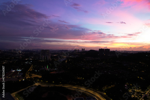Aerial view of beautiful twilight sky © taffpixture