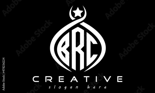 monogram curved oval initial BRC three letters logo design, geometric monogram minimalist modern business shape creative logo, vector template