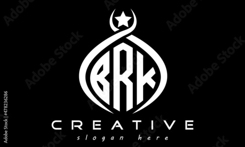 monogram curved oval initial BRK three letters logo design, geometric monogram minimalist modern business shape creative logo, vector template