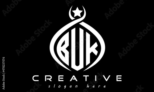 monogram curved oval initial buk three letters logo design, geometric monogram minimalist modern business shape creative logo, vector template