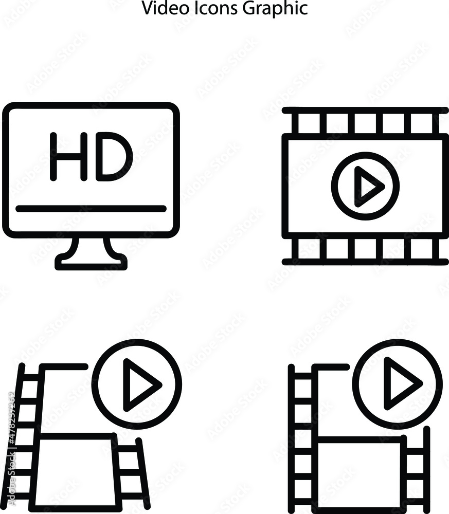 video icons isolated on white background. video icon thin line outline