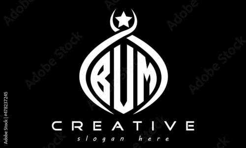 monogram curved oval initial bvm three letters logo design, geometric monogram minimalist modern business shape creative logo, vector template
