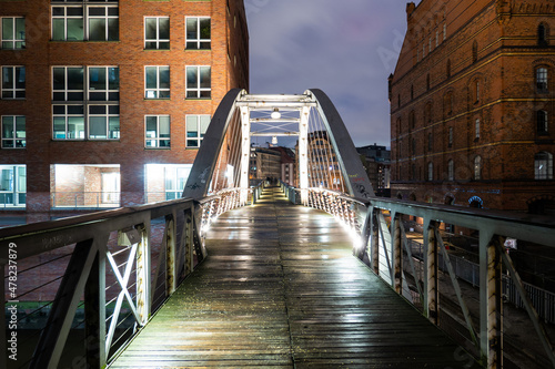 Wonderful warehouse district in Hamburg by night - travel photography