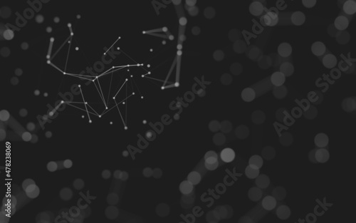 Abstract background. Molecules technology with polygonal shapes, connecting dots and lines. Connection structure. Big data visualization.