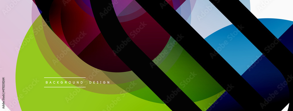 Obraz premium Creative geometric wallpaper. Minimal circle triangle and square line abstract background. Vector illustration for wallpaper banner background or landing page