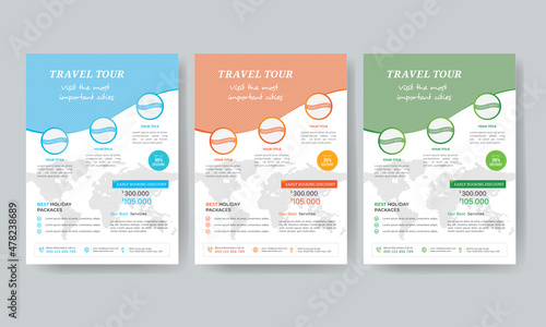 Fotografiet creative Travel flyer template and poster brochure design with venue details for